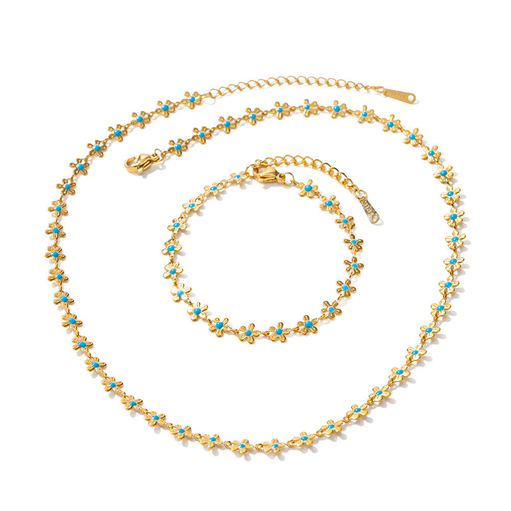 Glaze Flowers Necklace Bracelet Jewelry