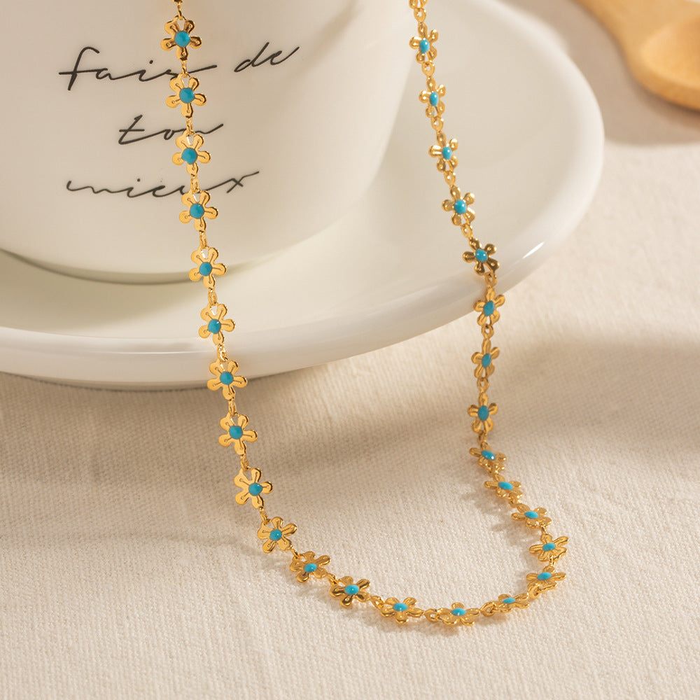 Glaze Flowers Necklace Bracelet Jewelry