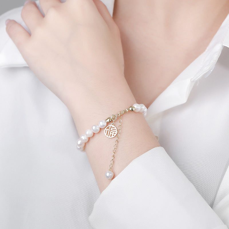 Fashion Personality Gold-plated Pearl Bracelet Women