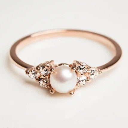 18K Rose Gold Pearl Ring