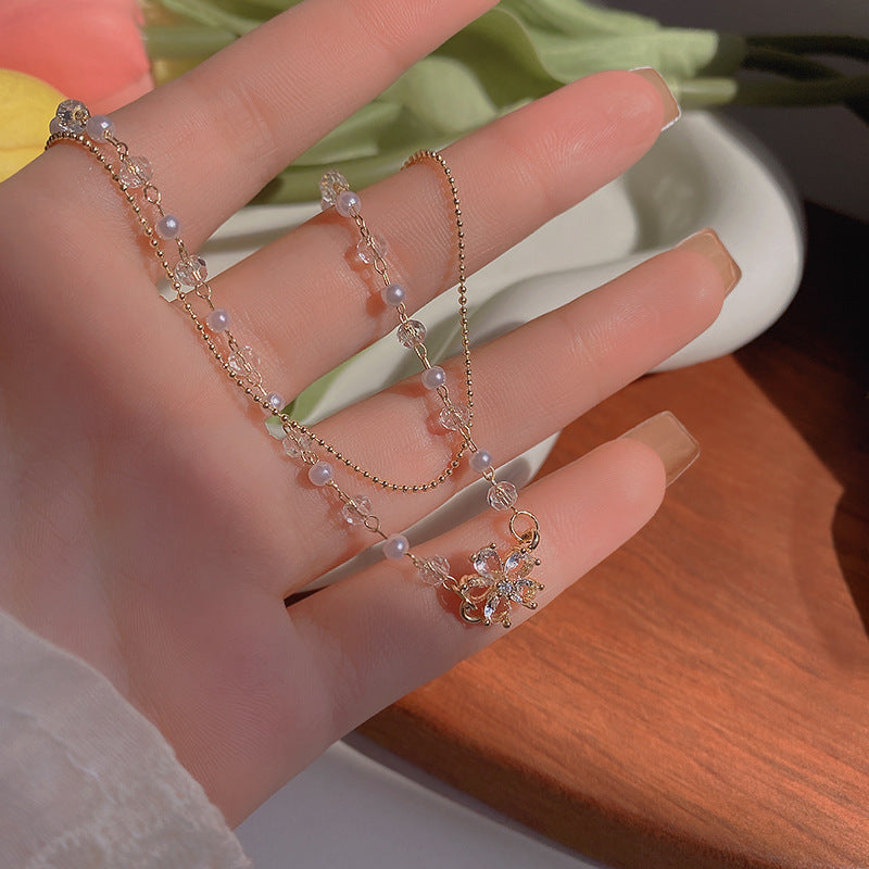 Double Layer Flower Zircon Bracelet
