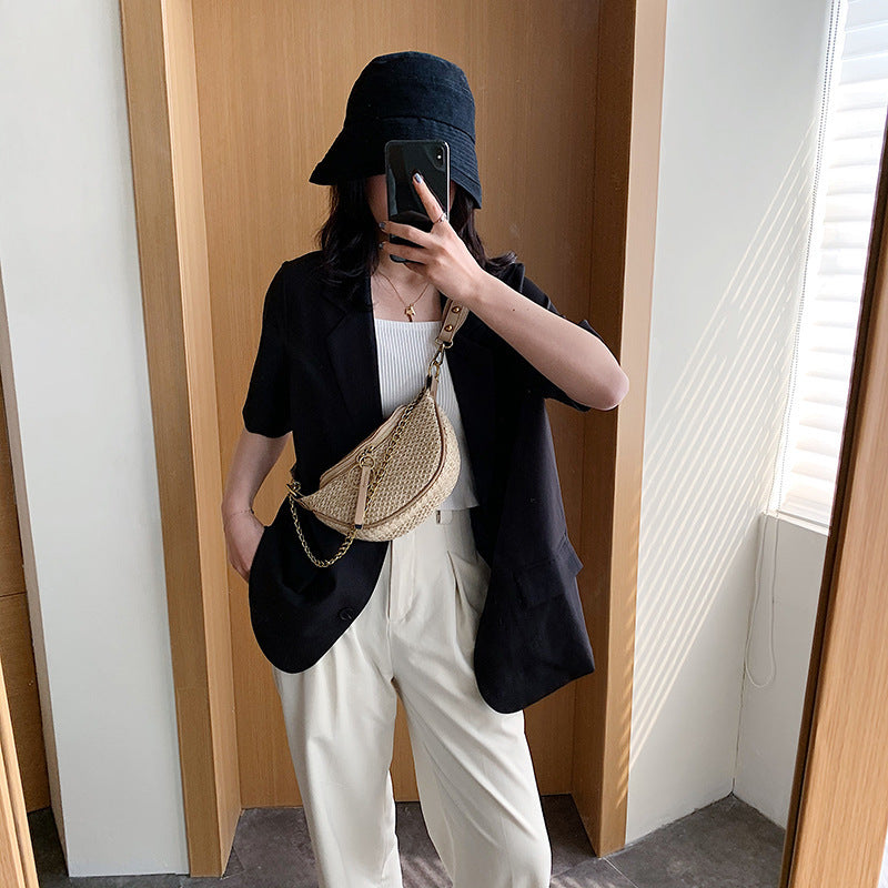 Stitching Personality Waist Bag Women