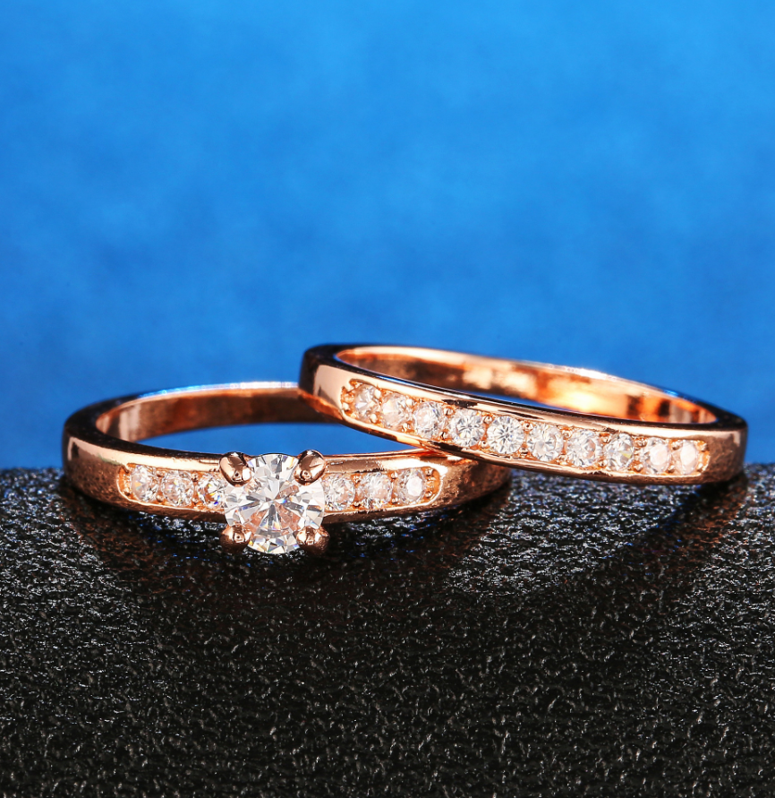 Rose gold ring with diamonds