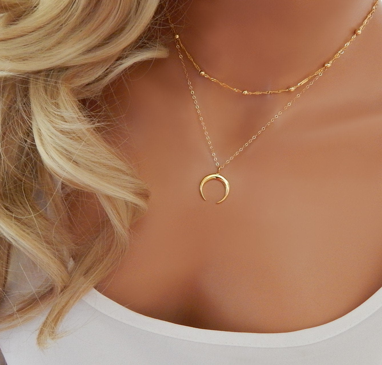 Bohemian Double Horn Necklace