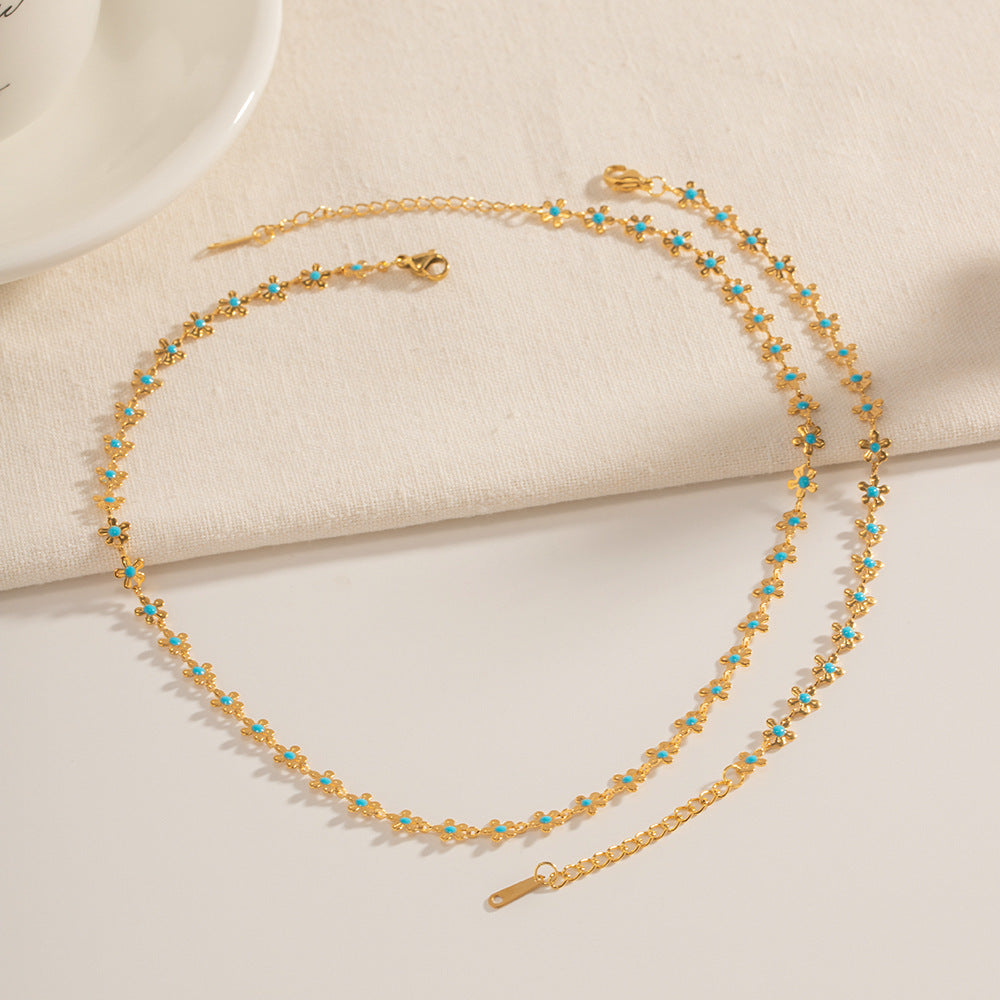 Glaze Flowers Necklace Bracelet Jewelry