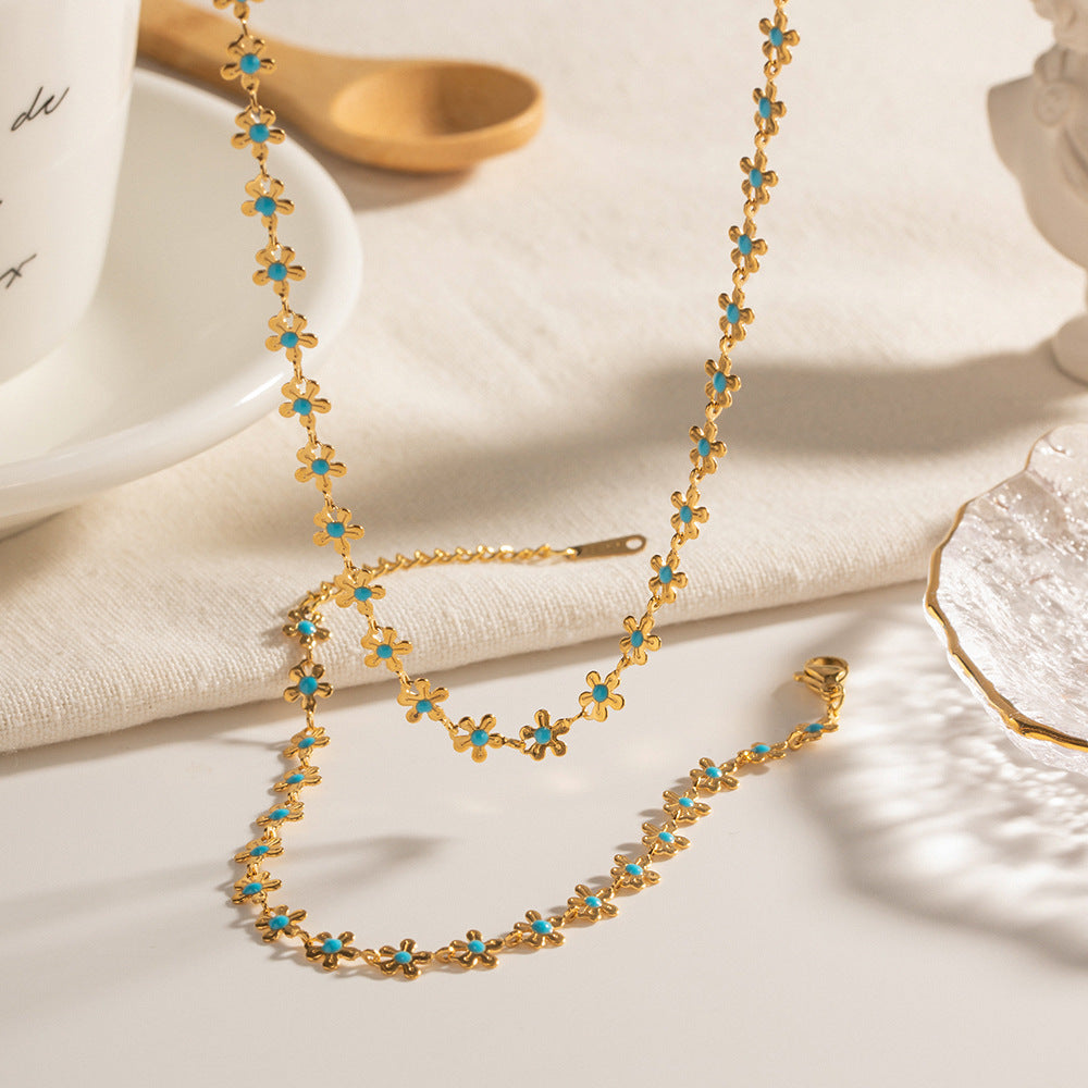 Glaze Flowers Necklace Bracelet Jewelry